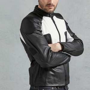 Chaqueta de cuero de motorista para hombre personalizada de la mejor calidad con cuello levantado, tendencia de moda, colocación de logotipo frontal del fabricante de Pakistán - Product Image 2
