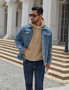 Sweat à capuche en coton épais pour hommes Pull en polaire épaisse à épaules tombantes Sweat-shirt d'hiver avec logo personnalisé Style Streetwear - Product Image 5