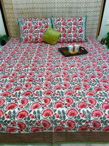 100% coton bio main bloc Motif imprimé reine pur coton drap de lit couverture Boho couette doux drap de lit - Product Image 3