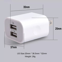 Pengisi Daya Cepat Rapid 10W Power Brick Cube dengan Dua Port USB, Proteksi OTP, PD/QC3.0, Colokan US/EU/AU