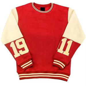 Sudadera Holgada Informal para Mujer, Lavada al Ácido, con Parches Bordados, Estilo Universitario, con Logotipo Personalizado, Cuello Redondo - Product Image 1