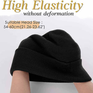 Gorro de Punto Grueso Unisex Negro 100% Lana - Ideal para el Invierno y la Playa - Product Image 2