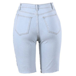 Shorts Vaqueros Vintage para Mujer, Cintura Alta, Dobladillo Deshilachado, Corte Ajustado, con Cinturón, Estilo Casual, Sexy y Urbano para Verano - Product Image 3