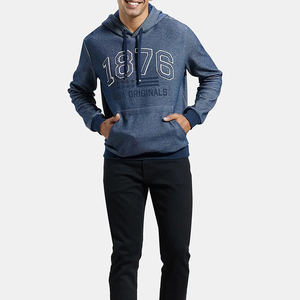 Sudadera con Capucha Unisex Azul Marino, Estampado 1876, Bolsillo Frontal, Informal, Transpirable, de Algodón French Terry, Corte Holgado, para Invierno - Product Image 5
