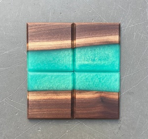 Sous-verre décoratif en résine PARFAIT en bois massif pour thé Coussin isolant en résine Sous-verres personnalisés pour la maison et la cuisine - Product Image 2