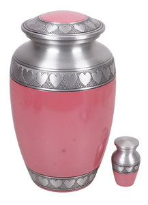 Urne funéraire classique en métal rose avec finition peinte urnes funéraires en métal décor d'intérieur urne adulte brillant photo cendres urne - Product Image 5