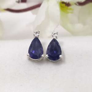 Boucles d'oreilles en argent Sterling 925 bleu Iolite poire bijoux en pierres précieuses faits à la main cadeau minimaliste élégant pour les femmes - Product Image 6