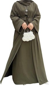 Vestido modesto abierto de secado rápido OEM para mujer, ropa islámica elegante, Abaya ajustada en tela de seda satinada, ropa de fiesta, Abaya de oración musulmana - Product Image 6