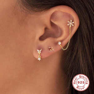 Trendy Gold Snake Stud <b>Earring</b> Micro Pave CZ Piercing Jewelry Unique Animal Design Small <b>Cartilage</b> Helix Lobe Women <b>Earrings</b> - Product Image 6