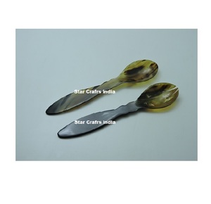 Hot Sale Multifunctional Natural Horn Kitchen Luxury <b>Carved</b> Horn <b>Spoon</b> Pair Hot Selling Kitchen and Home Serving Utensil - Product Image 3