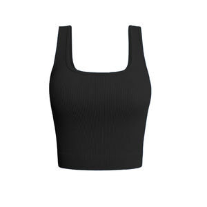 Débardeurs pour femmes côtelés sans couture entraînement chemises d'exercice Yoga hauts courts Sport soutien-gorge qualité supérieure débardeur vêtements de mode femmes - Product Image 2