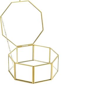 Joyero de latón y cristal de diseño elegante, caja de embalaje de joyería de lujo personalizada, caja de brazalete y collar de anillo de 2 compartimentos - Product Image 5