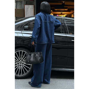 Veste oversize pour femme 10278-08 en jean avec détails en pierre – Confortable et au design unique - Product Image 3