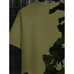 Nouveaux hommes été chemise décontractée Shorts 2 pièces ensemble Super doux cou t-shirt léger respirant poche tricoté imprimé élégant Camo - Product Image 4