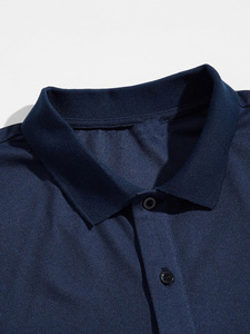 T-shirt OEM pour homme de haute qualité, couleurs unies, avec bordure contrastante, en tissu tricoté personnalisé, manches courtes, boutons décoratifs, été - Product Image 4