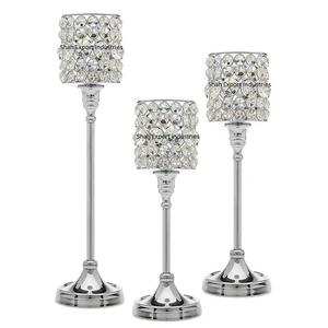 Amazing Design Metal <b>Crystal</b> Silver <b>Candle</b> Holder for Home Event Wedding Decorative Tabletop <b>Crystal</b> <b>Candle</b> Stand - Product Image 1