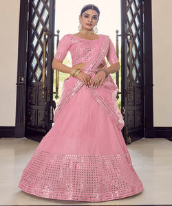 Fil à broder georgette de créateur lehenga choli avec dupatta vêtements de fête prix de gros vêtements ethniques surat - Product Image 6