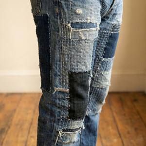 Pantalon de jogging pour homme, style hip-hop rétro, streetwear, déchiré, coupe ample, 100% coton, imperméable, respirant, avec broderie patchwork - Product Image 4