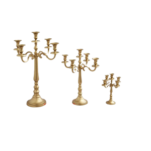 Candélabre plaqué or de luxe pour centres de table de mariage Bougeoir à 5 bras en aluminium de haute qualité fait à la main pour la décoration de sol - Product Image 1