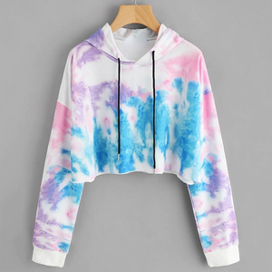 Sudadera con Capucha Corta Tie Dye para Mujer, Personalizada al por Mayor, Informal, de Manga Larga, con Logotipo Frontal, Colores Personalizados - Product Image 6