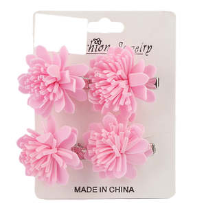 Girls Hair <b>Pins</b> 4 Pcs - Pink - Product Image 1