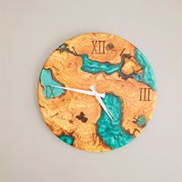 Horloge en résine de bois d'olivier, décoration d'intérieur