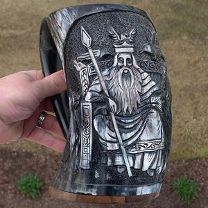 Meilleure qualité Viking corne à boire boeuf poignée en agate polie artisanat naturel haut de gamme chope à bière - Product Image 6