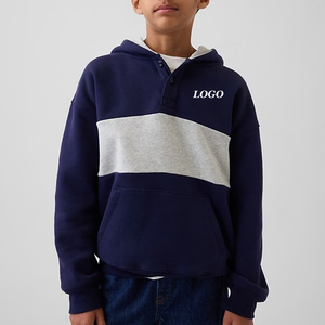 Sweat à capuche pour garçons avec design à blocs de couleur, prix d'usine, manches longues, service OEM pour les acheteurs en gros, tissu confortable de haute qualité - Product Image 1