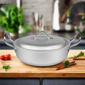 Best Quality 20/32 cm Aluminum Flat <b>Wok</b> Set Premium Cookware Classic Design New Modern Handle <b>Lid</b> for Food Cooking Kitchen Metal - Product Image 2