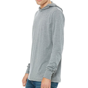 Bella แคนวาสสำหรับผู้ชาย, เสื้อยืดผ้าฝ้ายแขนยาวเสื้อมีฮู้ดสีเทา - Product Image 3