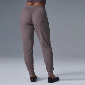 Pantalon de jogging côtelé pour femmes avec poches | Jogging extensible taille haute avec taille élastique et texture côtelée - Product Image 3