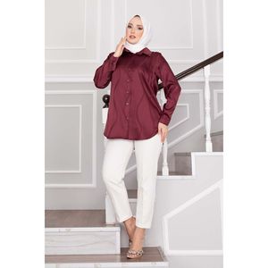 Tunique en satin simple Jakar, couleur bordeaux, élégante, chemise tendance - Product Image 3