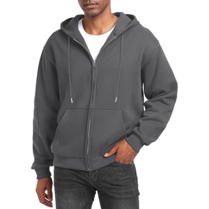 Sudaderas con capucha en blanco personalizadas Impresión de logotipo personalizado Sudaderas lisas de alta calidad 1 Básico Algodón mezclado Fleece Zip up Hombres Sudaderas con capucha - Product Image 1
