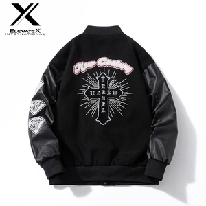Veste universitaire OEM de haute qualité pour hommes, hiver, chaud, nouveau patch en chenille, broderie, manches en cuir de baseball et lettrage en toile - Product Image 4