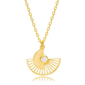 <b>Fan</b> Design Unique Charm Necklace Clear Zircon Stone Turkish Handcrafted 925 Sterling <b>Silver</b> Jewelry - Product Image 1