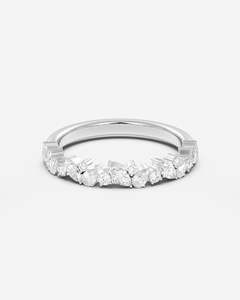 Anillo de Diamantes Corte Marquesa en Oro Amarillo, Banda de Eternidad Ovalada Redonda para Mujer, Joyería de Boda, Diseño Personalizado - Product Image 3