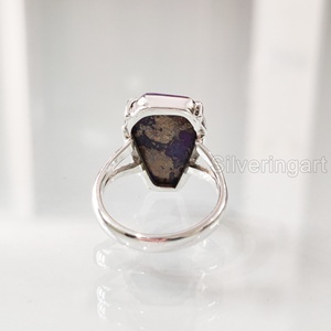 Anillo de Plata de Ley 925 para Mujer con Turquesa Natural Morada en Forma de Ataúd, Gema del Mes de Nacimiento de Diciembre, Regalo de Navidad para Fiestas - Product Image 5