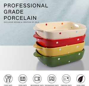 Casseroles en céramique, poêle à lasagne en porcelaine de 7 "x 5", ustensiles de cuisson individuels avec poignée - Product Image 4