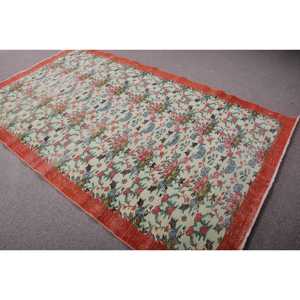 Turkish Rug, Large 5,2x9,1 ft Vintage Rug, <b>Red</b> Striped <b>Wool</b> Rug - Product Image 4