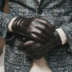 Nuevos Guantes de Piel de Cordero para Hombre, Color Personalizado, Forro de Cachemira, Uso Diario en Invierno, Estilo Sencillo, Tres Detalles Decorativos en la Parte Trasera, para Fiestas al Aire Libre - Product Image 2