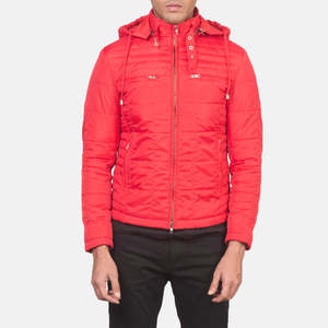 Veste coupe-vent décontractée d'hiver Alps, rouge, à capuche, matelassée en satin, fermeture éclair de haute qualité, motif lettres dégradé, XS à 6XL - Product Image 4