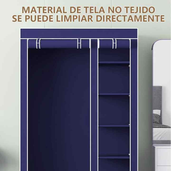Guardarropa Armable Closet Portatil Blanco con Tela y Cortina - Mueble Organizador Perchero
