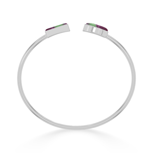 กำไลเงินแท้ 925 คุณภาพสูง ดีไซน์ทันสมัย ปรับขนาดได้ ประดับด้วยพลอยรูบี้โซไซต์ทรงหยดน้ำ ฝังแบบ Bezel Setting ทำด้วยมือ - Product Image 4