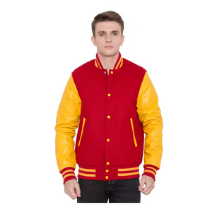 แจ็กเก็ตทีมกีฬาผู้ชายปรับแต่งได้พร้อมโลโก้ทีมผ้าขนสัตว์ผสมร่างกายและแขนเสื้อหนังสวมใส่สบายสไตล์สตรีทสำหรับฤดูหนาว - Product Image 1