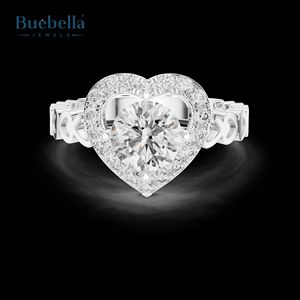 Offre Spéciale bague en forme de coeur en argent sterling 925 originale avec pierre de moissanite ronde VVS cadeau de mariage ou de fête élégant pour les femmes - Product Image 4