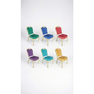 Silla de Banquete Clásica de Metal Dorado de Alta Calidad con Tapicería de Tela Apilable para Venta al por Mayor - Product Image 1