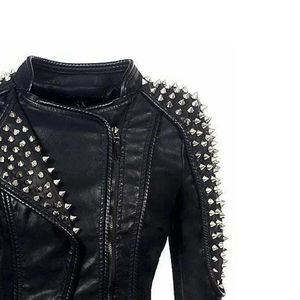 Chaqueta de béisbol con parche bordado de letras y mangas de cuero personalizada para mujer, chaqueta universitaria recortada con letras, ropa de calle - Product Image 4