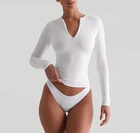 EVER GLOW T-shirt à manches longues zippé double couche en polyester/coton respirant, personnalisé avec logo, nouvelle mode, haute qualité, pour femme