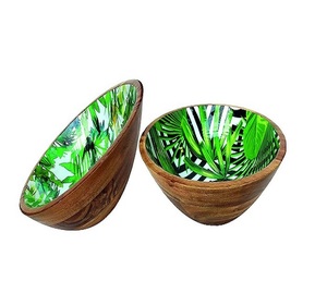 Bol décoratif en bois Bol de service pour salade Bol en bois pour la maison avec décoration de bureau multifonctionnelle - Product Image 2