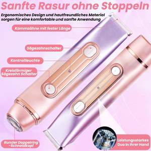 Afeitadora Eléctrica 2 en 1 de Doble Cabezal para Mujer, Recortadora de Bikini Húmeda y Seca con Doble Cuchilla para Cara, Piernas, Brazos y Axilas, Afeitadora Rotatoria - Product Image 5